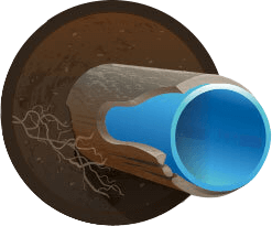 Pipe interior being lined
